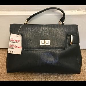 Black leather bag